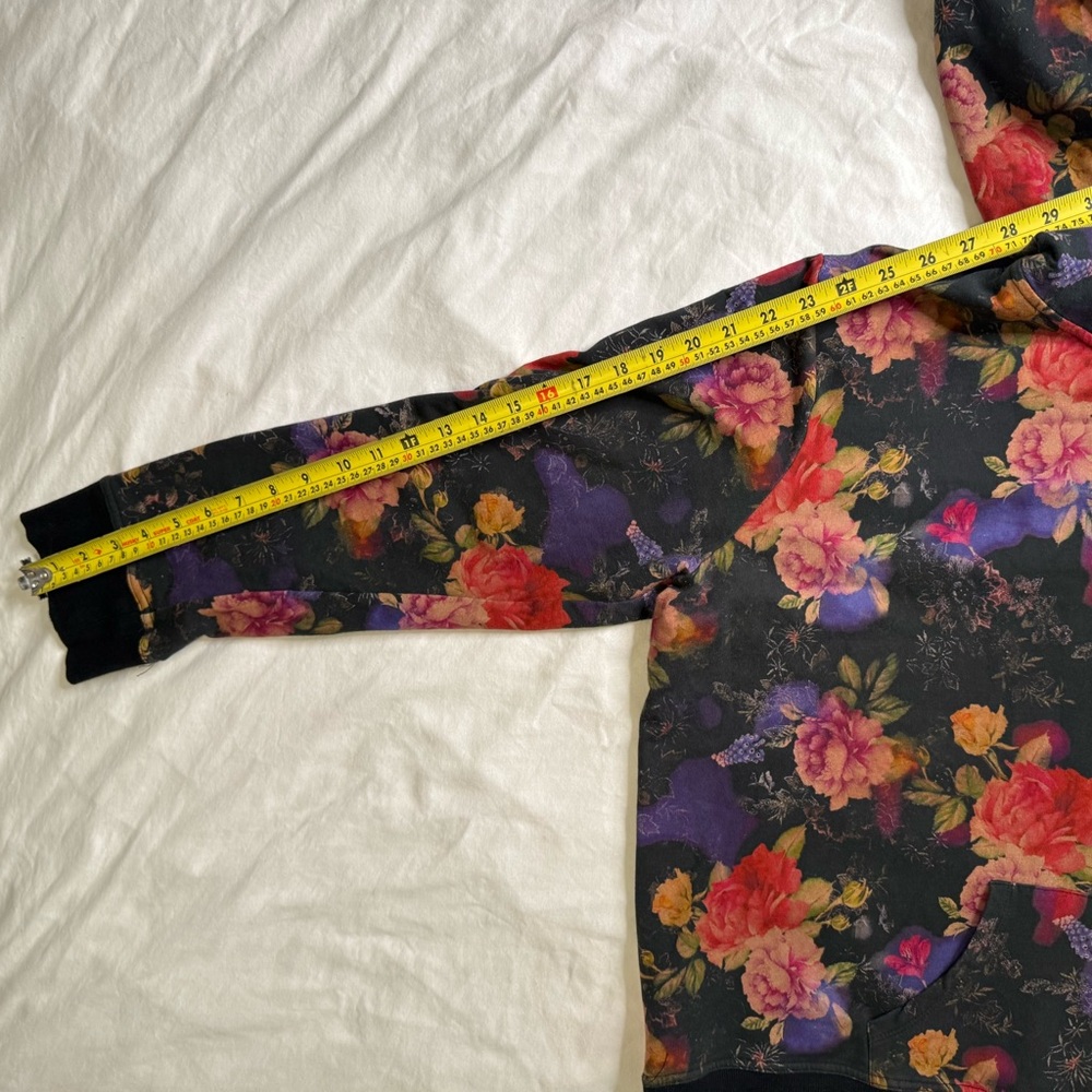 Johnny Was Los Angeles Floral Zip Hoodie XXL Black Cotton Stretch Boho Artsy - Picture 13 of 13